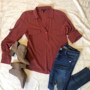 Eileen Fisher military silk blouse sz XS